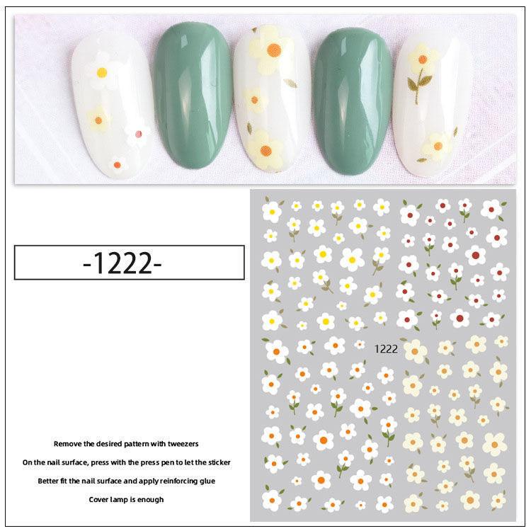 1pc 3D Nail Stickers Spring Summer Natural Flower Leaves Simulation Dried Flower Dragonfly Nail Applique Water Slides Decoration