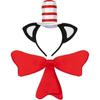 Fascia con Orecchie da Orso Rosse con Fiocchi in Maglia Set Cravatta per Festa Cosplay Cappello Alto Halloween Accessori Costume di Natale