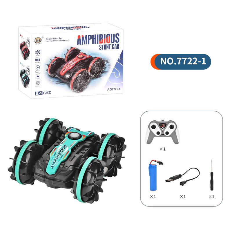 Double-Sided Amphibious Remote Control Stunt Car with Lights for Beach and Off-Road Fun