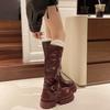 Pant Pants Boots Thick-soled Tall Knight Boots Women's 2025 Autumn and Winter New Spice Girl Boots Small Retro Pile Boots