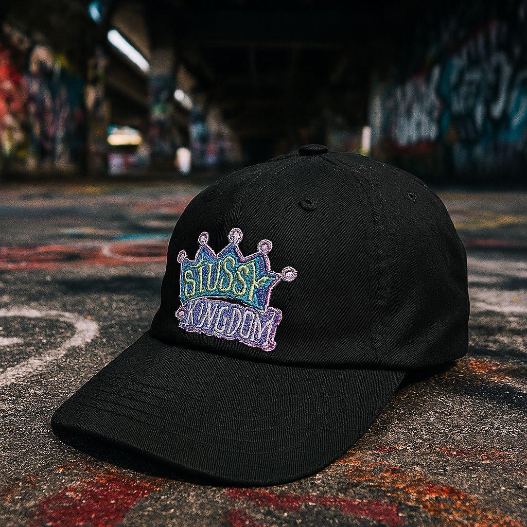 

[USED] Vintage Stussy Crown Cap with Embroidered Logo, Black