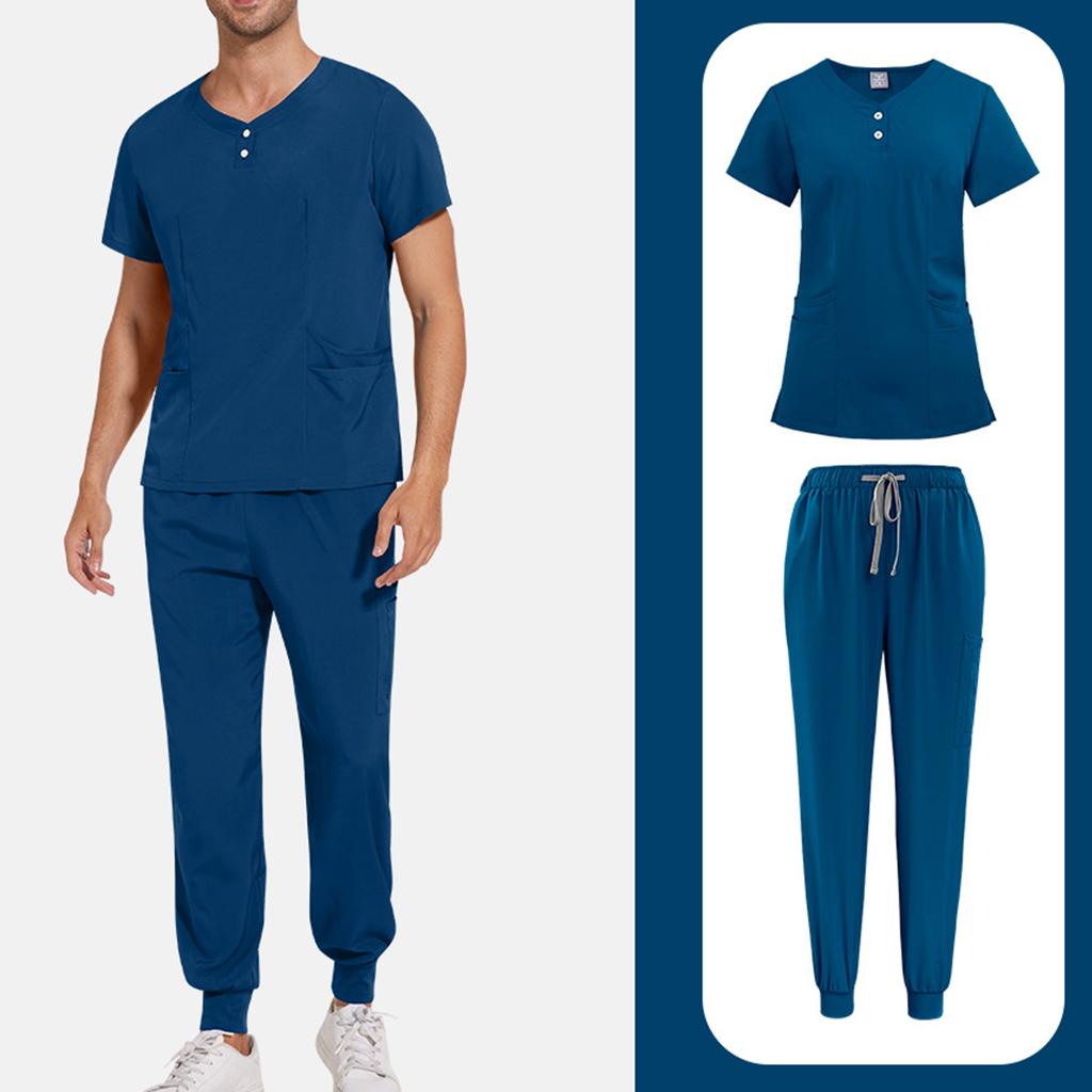 Mens' Comfortable And Casual Solid Color Short Sleeved Pants Protective Suit Set