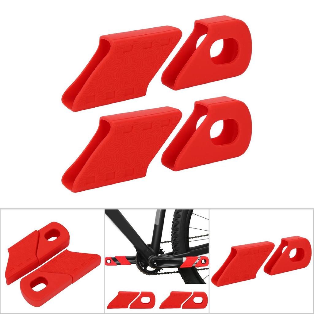 4PCS Silicone Bike Crank Sleeve Arm Boots Protector Accessory (Red)