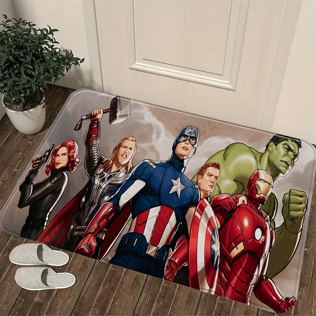 Marvel Has Authorized 1pc Cartoon Print Floor Mat, Black Widow Thor Captain America Iron Man Hulk Hero Group Portrait Decorati 40x60cm