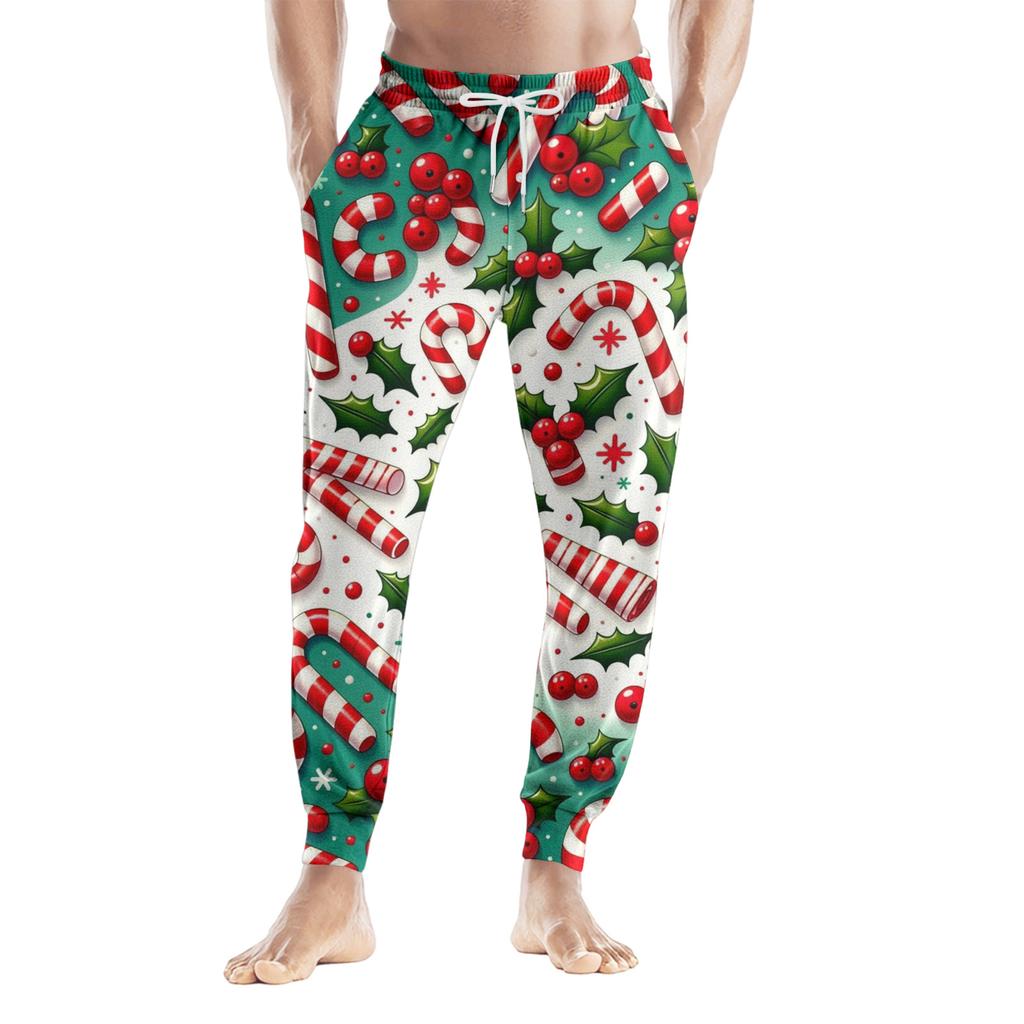 Men's Drawstring Pocket Casual Pants, Checkered Striped Printed Pocket Casual Pants, Home Sleeping Pants