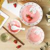 Creative Cartoon Underglaze Ceramic Dishes Tableware Household Strawberry Rabbit Salad Rice Dishes Housewarming Gift Combination