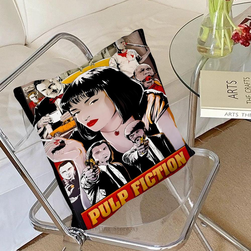 Movie P-Pulp Fiction Pillow Case Square Pillow Bedroom Sofa Leisure Comfort Cushion Car Living Room Home Decoration