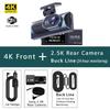 4K WIFI Dash Cam GPS 2160P Car DVR Front And 2.5K Rear Dual Lens Auto Car Camera With WDR Night Vision Black Box 24H Parking