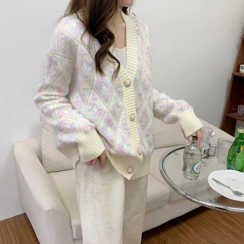 

Нежный бархатный свитер с v-образным вырезом для женщин, кардиган, корейский свободный трикотаж, весна-осень 2023, свитер с длинными рукавами, кардиган One Size светло-фиолетовый