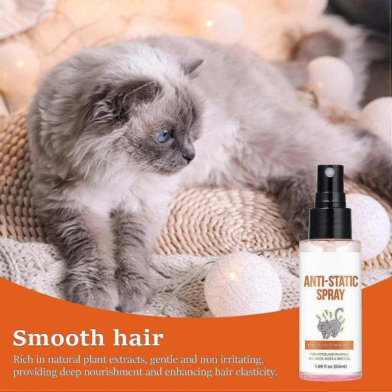 Pet Hair Detangler Spray 50ml, Anti-Static Leave-in Conditioner for Cats and Dogs, Tangle-Free & Smoothing Spray