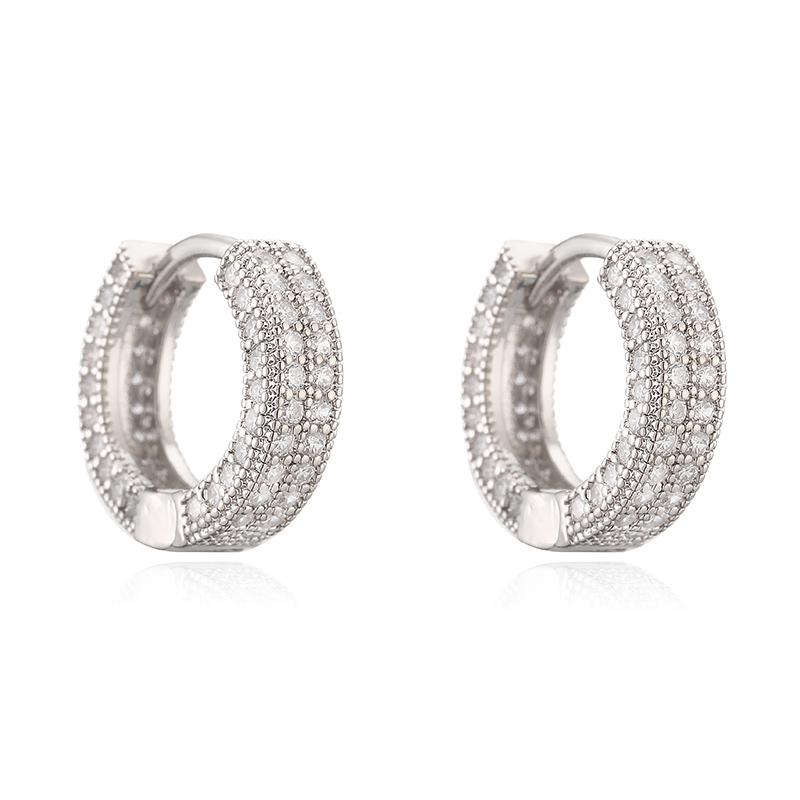 HECHENG, Exquisite Minimalist High-Quality Unisex Earrings with CZ Stone, Copper Metal Zircon, 1 Pair Other