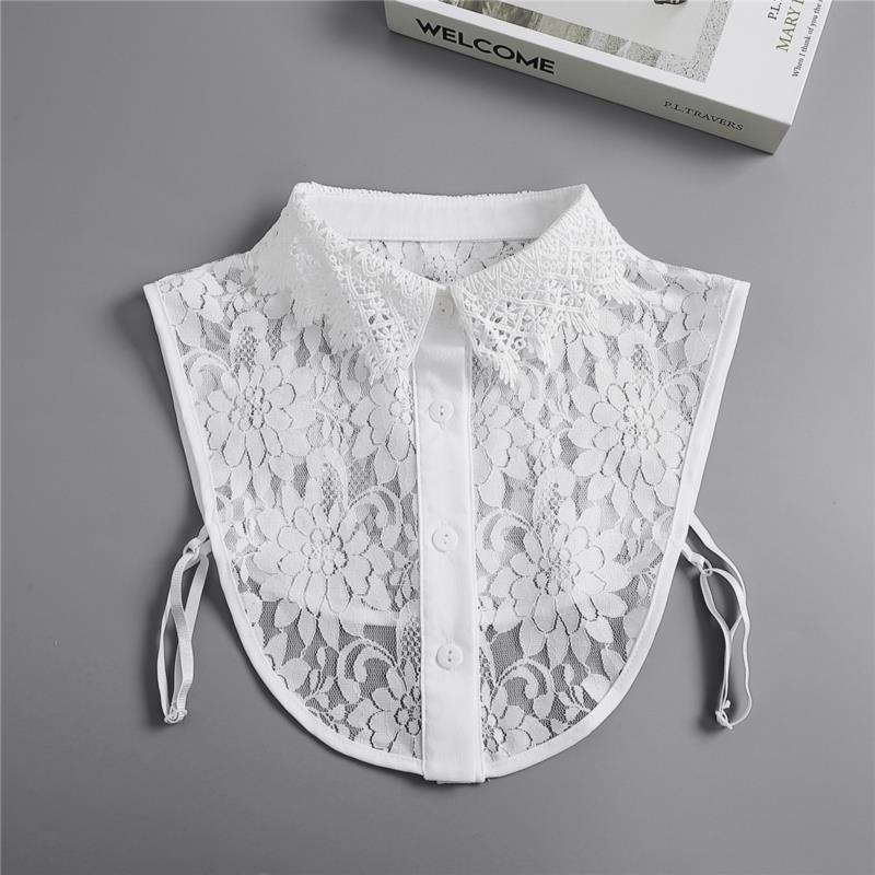 Women Embroidery Lace Detachable Lapel Fake Collar Shirt White Ruffles False Collar Woman Removable False Blouse Nep Kraagie