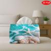 2D Flat, 1pc Tissue Box, White Starfish, Seashells, And Blue Water In The Ba. Living Room, Bedroom, Bathroom, Car-Holiday Decor, Bathroom Accessory Vi