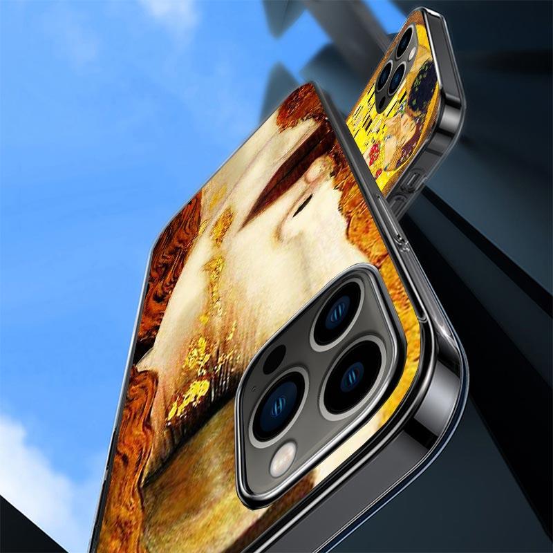 Kiss by Gustav Klimt Desig Case Phone Cover for Apple iphone 16 15 14 13 12 Mini 11 Pro Max 16E X XS XR 7 Plus 8 + SE 2020 Trend