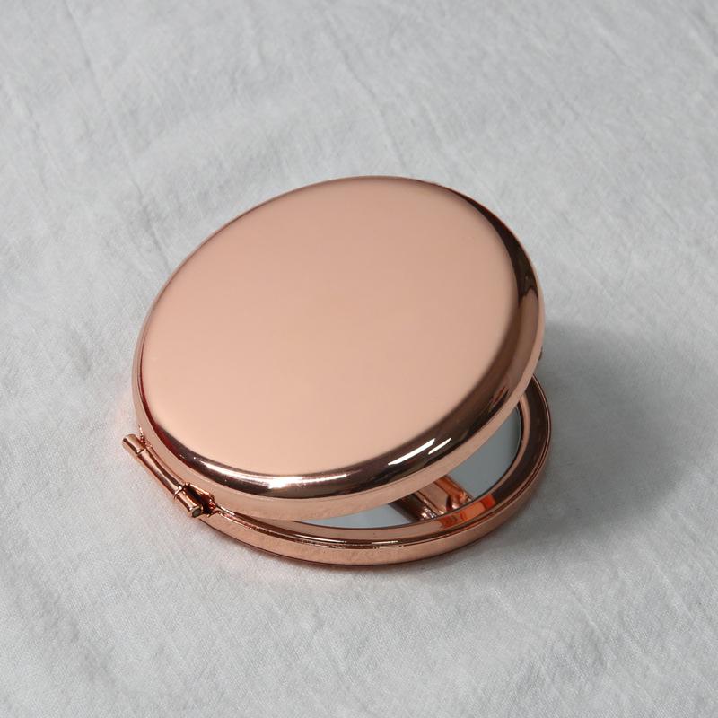 Double-Sided Small Mirror Portable Folding Round Makeup Mirror Rose Gold Simple Mini Men And Women Handheld Pocket Mirror