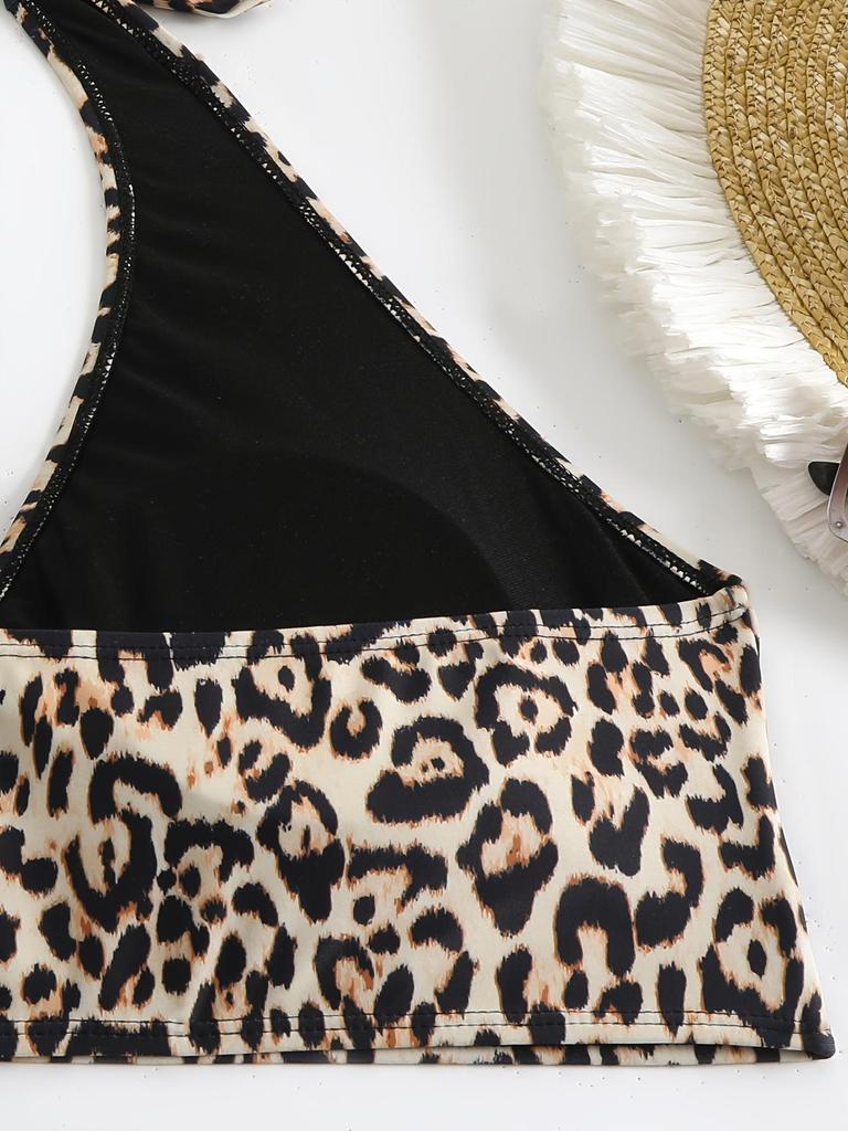 Women's 2025 Sexy Leopard Print High Waist Backless Swimsuit