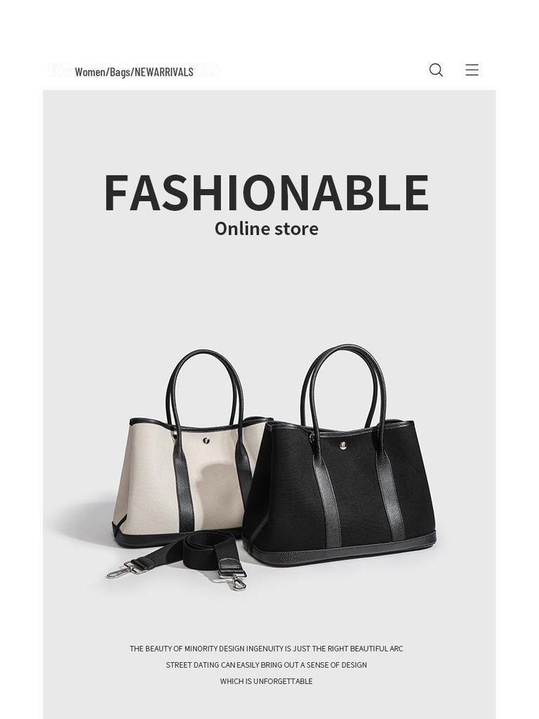 Große Handtasche aus Leder und Canvas in Kontrastfarbe – 2025 neue Tragetasche für Mutter und Kind, Schultertasche, Umhängetasche für Damen