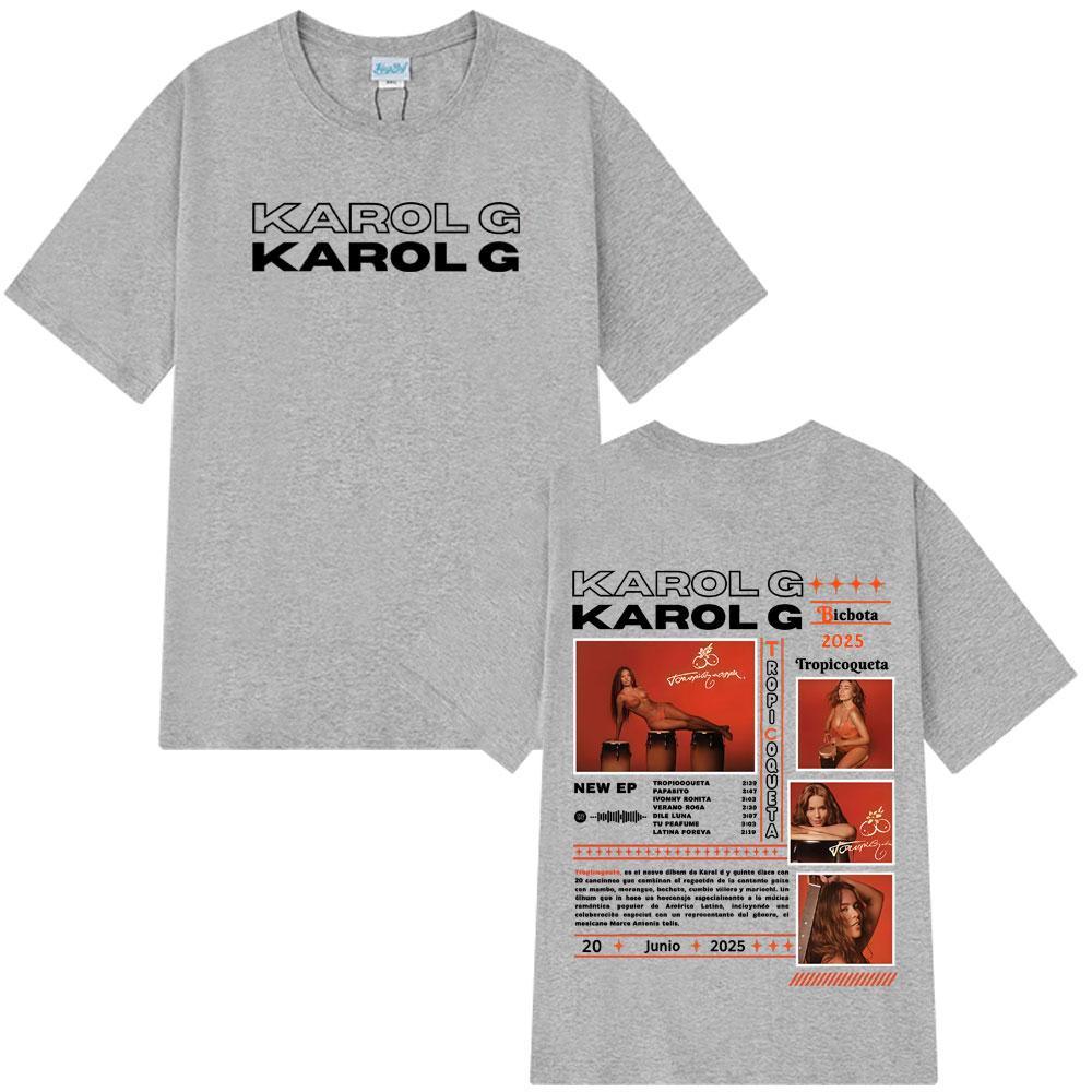 Singer Karol G Tropicoqueta 2026 Album Tshirt Unisexs Women Clothing Fashion Hip Hop Tshirts Summer Cotton Short Sleeve T Shirt