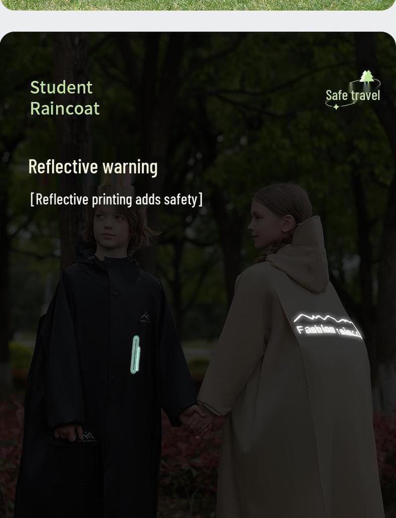 Kinder Unisex Langer Dicker Wasserdichter Poncho für Schule und Radfahren