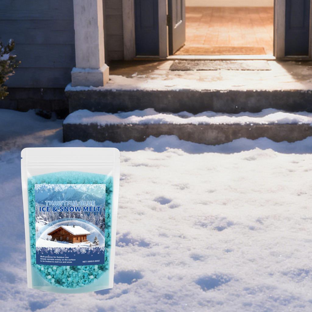 Schneeschmelze Thawtful Blue Eis- und Schneeschmelzmittel Die schnelle Schmelzgeschwindigkeit des lustigen -Vereisungs- und -Enteisungsmittels verkürzt die Dauer der Straßenglätte.