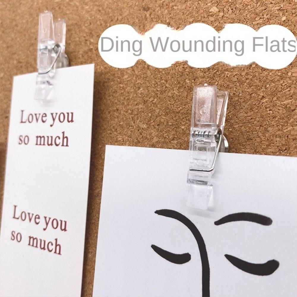 20Pcs/Box Creative Transparent Clip Push Pins Mini Pushpins with Clips Thumb Tacks Photo Wall Decor