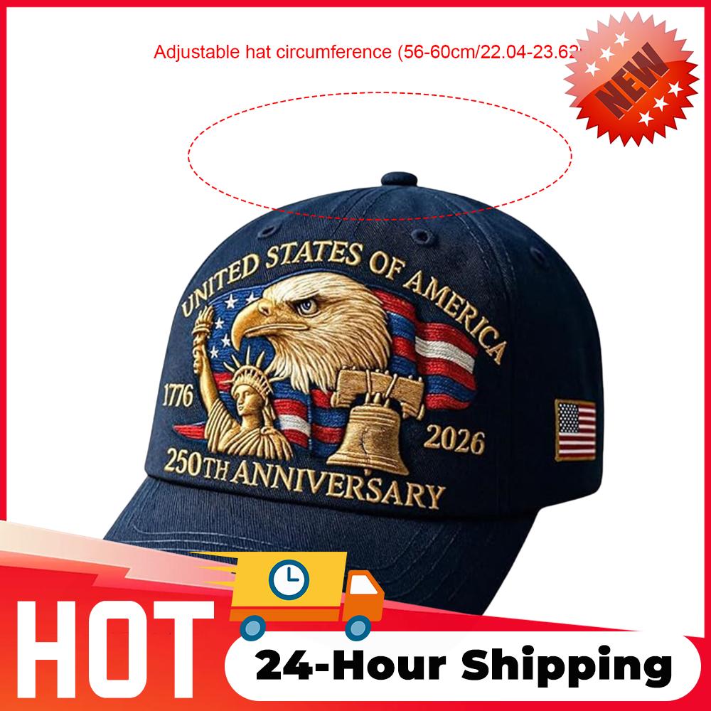 Adjustable Washed Cotton Baseball Cap Vintage Tribute Patriotic Trucker Hat US 250th Anniversary Cap Trucker Hat for Men & Women