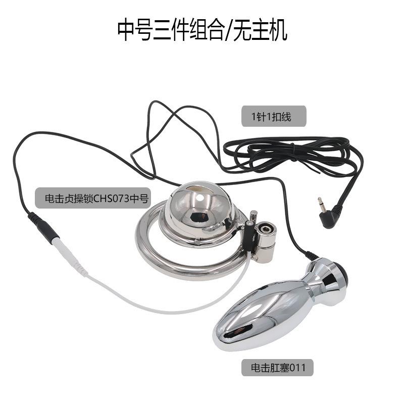 Electric Shock Chastity Lock Pulse Butt Plug Combination Suit Penis Massage Back Court Masturbation Adult Toys Sex Tools