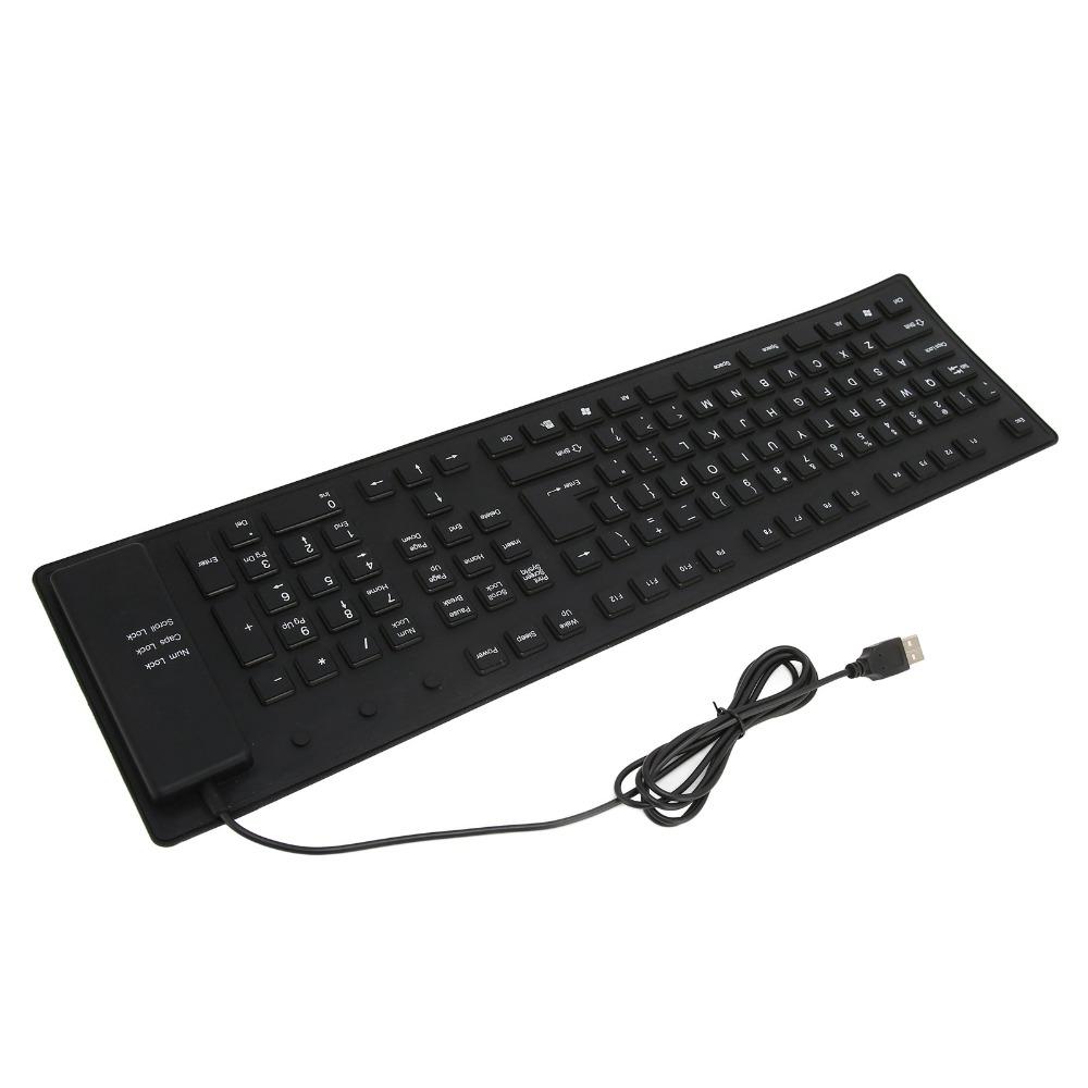 Waterproof USB Wired Keyboard 109 Keys Foldable Keyboard Portable Flexible Keyboard Desktop Laptop