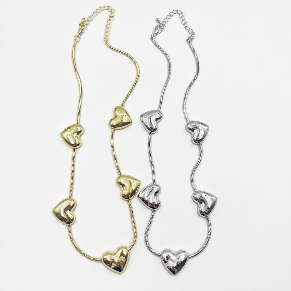Stylish And Simple Multi-Love Necklace Gold And Silver Light Luxury Collarbone Chain Women'S Jewelry