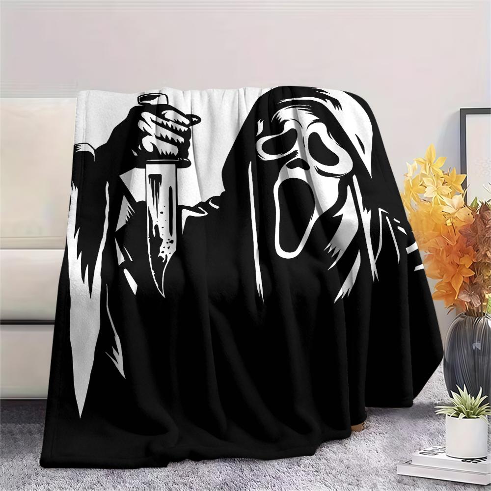 Horrorfilm-Print Flanelldecke, Hohe Qualität, Bequem für alle Jahreszeiten, Heimdekoration, Wärme und Komfort, Perfekt für Weihnachtsgeschenke