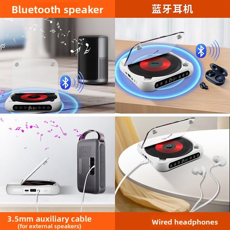 Wireless Bluetooth CD Player LCD Screen Rechargeable CD Player  for Travel, Home, Car