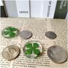 2Pcs Real Four Leaf Clover - Clover Stone Pocket Lucky Charm, Irish Blessing Good Luck Gift for Friends, Family (Transparent)