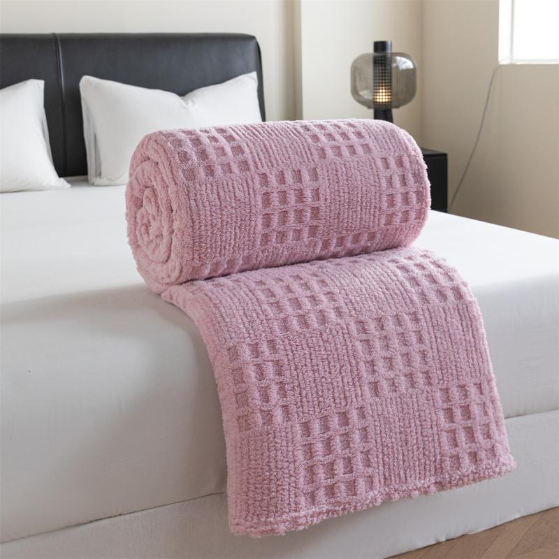 Reversible Waffle Jacquard Blanket - Multi-functional, Can Be Used As a Throw or Cover, Thick Plush,