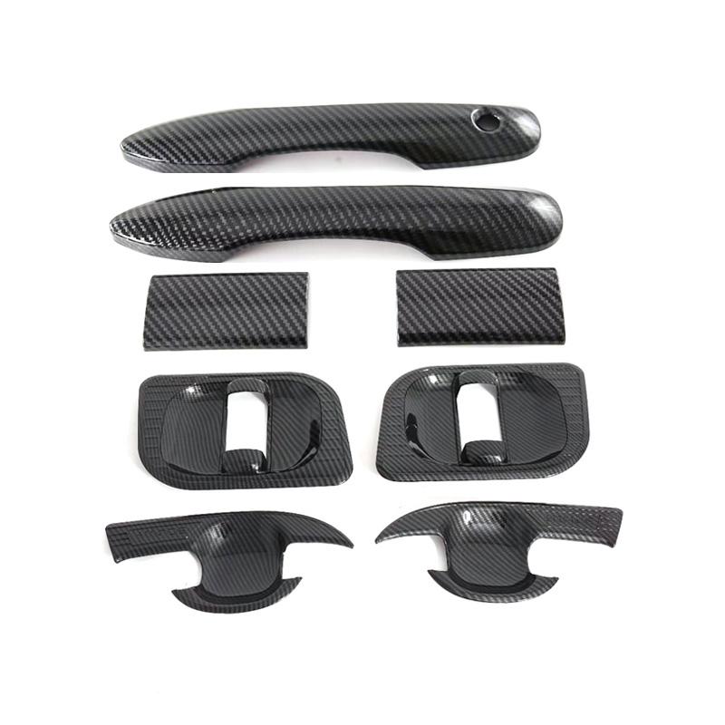 Abs Carbon Fiber Chrome Door Handle Molding Trim Cover For Toyota Hiace 2019-2025 H300 Series