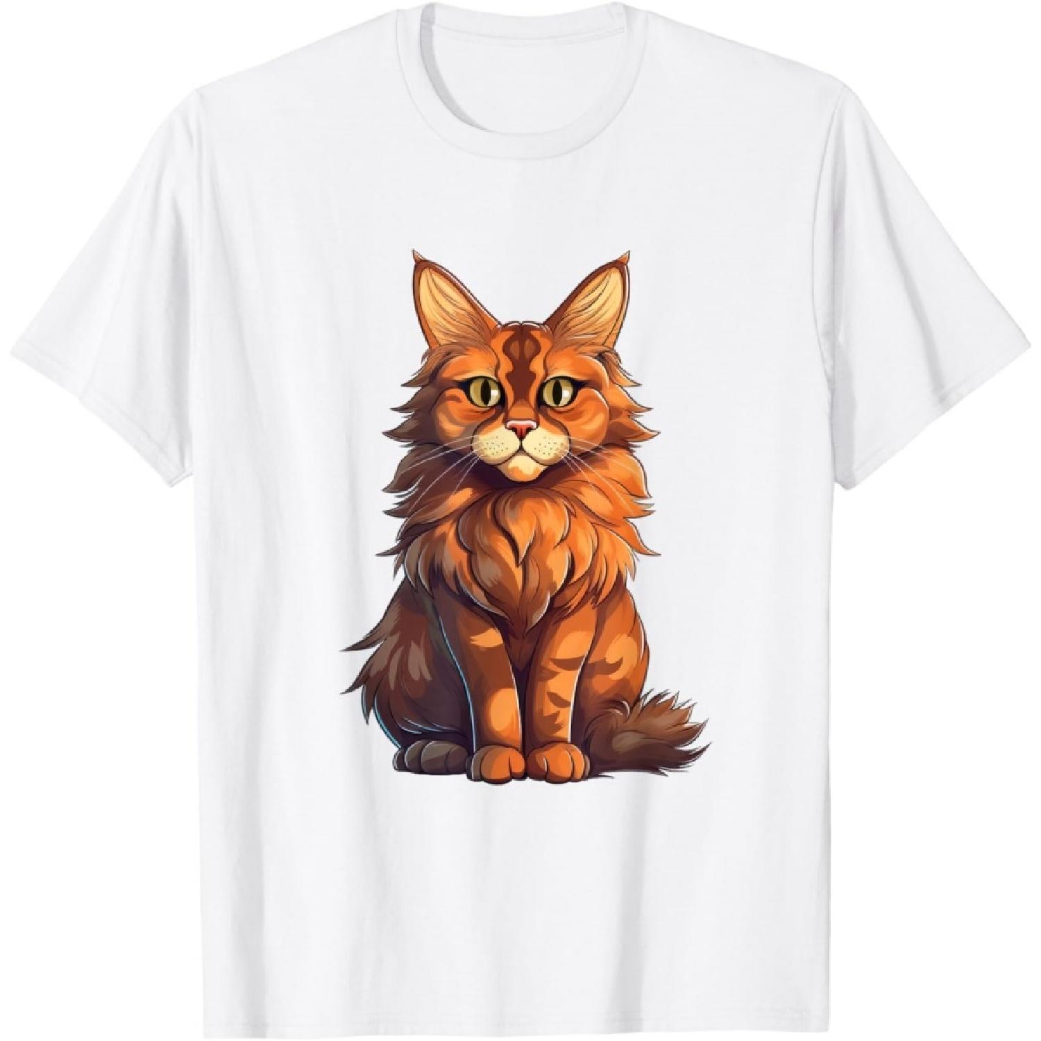 Orange Tabby Cat Maine Coon Cat Lover Graphic T-Shirt XXXXXL белый