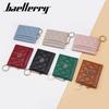 Boiseen New Women's Card Bag Quilted Embroidered Thin Change Bag Rhombus Buckle Card Cover
