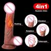 Vibrační realistické dildo pro ženy Přísavka na dálkové ovládání Realistický penis Automatická teleskopická rotační vyhřívaná sexuální hračky