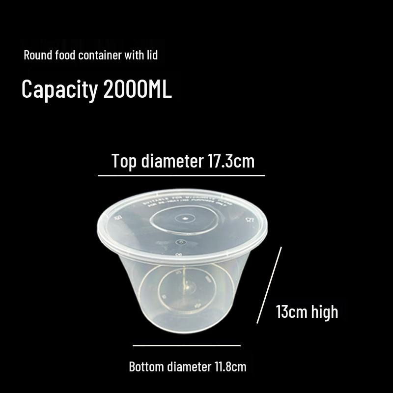 Deshangyuan 2000ml Einweg-Runde Essensbox