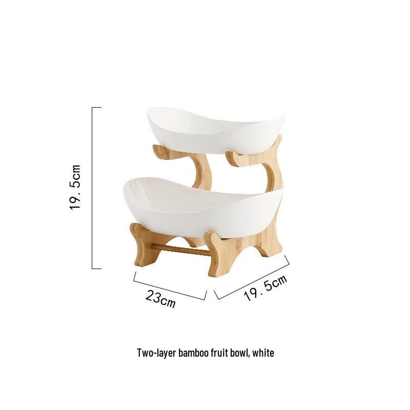 

Ruhan 2-Tier Ceramic Fruit Snack Plate with Bamboo Stand