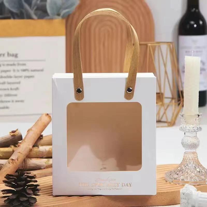 Transparent Handheld Gift Box for Birthdays & Weddings - Ideal for Candy, Lipstick, or Cosmetics in Red Nude