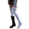 Lace Thigh High Socks Women Over-the-Knee Socks with Lace Cuffs Stretchy Long Stockings Boot Socks for Girls Cosplay Dating
