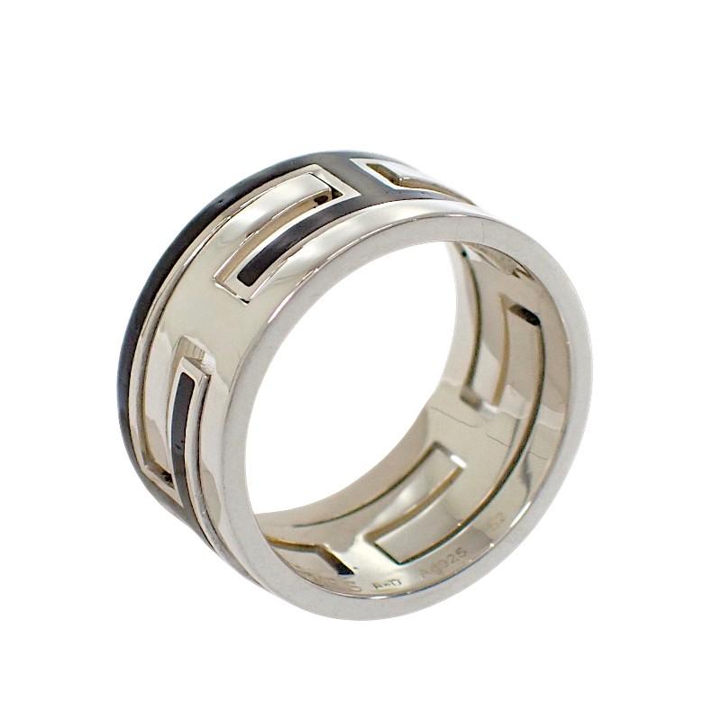 HERMES #12(JP Size) ring black Silver925 Women