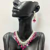 Elegant Purple Water Drop Jewelry Set: Necklace and Earrings for Bridal or Evening Wear