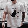 Men's Street Wear Cat Lover Funny Coffee Because Murder Print T-shirt Short Sleeve O-neck Streetwear Summer T Shirts Men