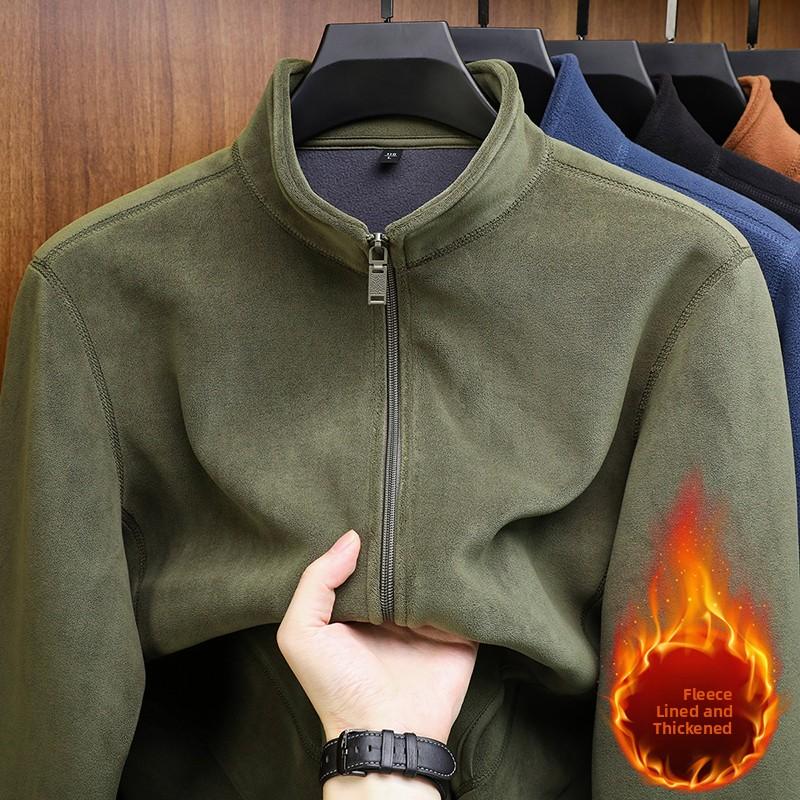 

Мужская уличная утолщенная куртка свободного кроя с открытым кардиганом, теплая одежда на осень и зиму, молодежная куртка XL зелёный