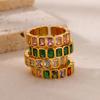 Colorful Cubic Zircon Rings for Women Gold Color Stainless Steel Open Ring Vintage Boho Wedding Party Jewelry Gift Accessories