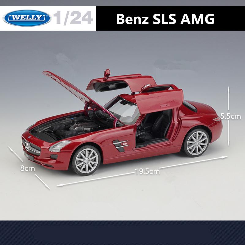 1/24 WELLY Mercedes Benz SLS AMG Sports Car Alloy Model Toy Diecast Model Simulation Car Decoration Boy Collection Gift