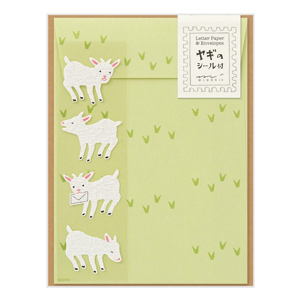 

Midori Letter Set with 12 Sheets of Letter 4 Goat Pattern 86639006 Stickers, Paper, Envelopes, A,