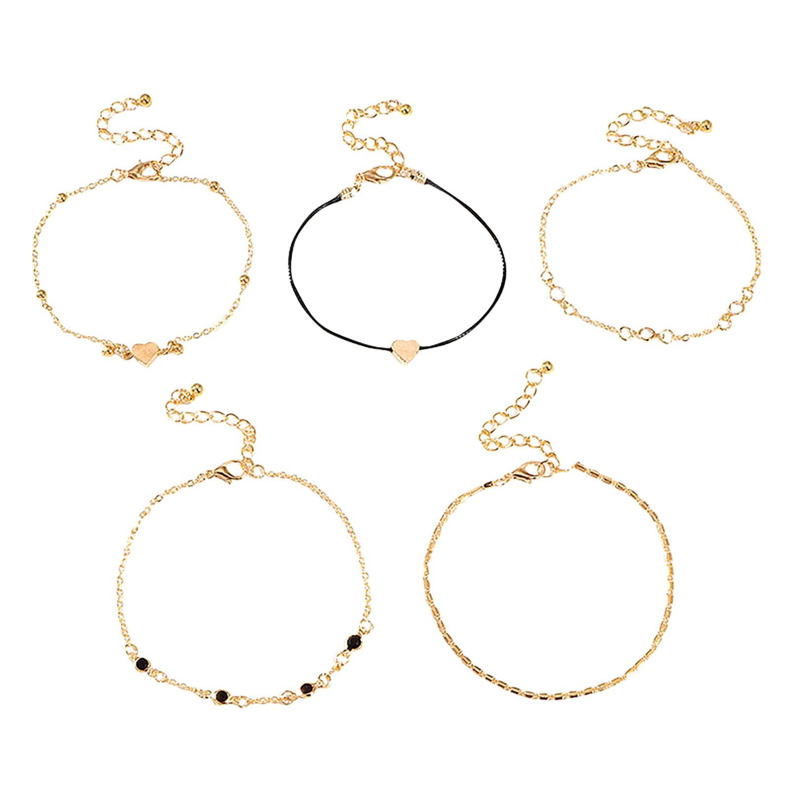 5pc Anklet Women s Anklet Shaped Initial Anklet Summer Gift Beach Decorations One Size