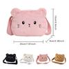 Cartoon Cat Girls Crossbody Bags Soft Plush Messenger Shoulder Bag Winter Animal Shape Handbags Small Purse Wallet